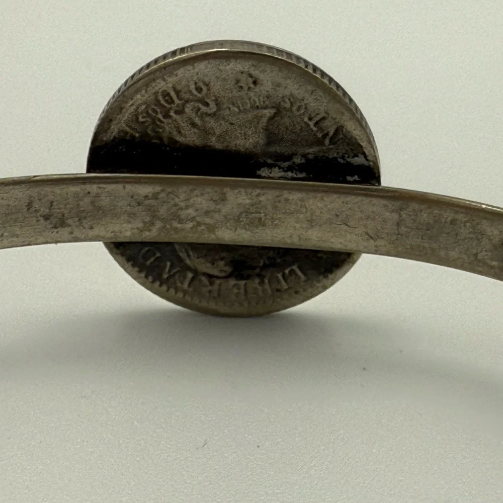 Silver Tone Republic Argentina 1882 Coin Cuff Bracelet - Picture 5 of 6